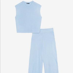 Nasty Gal Knit Top & Wide Leg Pants Coord Set